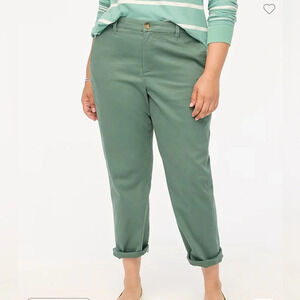 J.Crew Green High-rise girlfriend chino pant Size 18